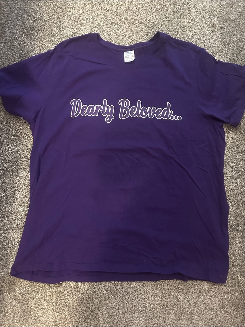Port and Company Purple "Dearly Beloved..." Graphic Tee
